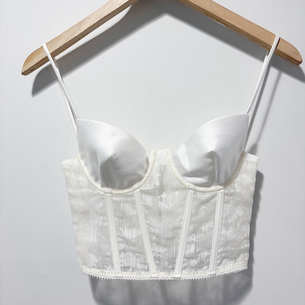 Elpis Butterfly Lace Corset Bustier Bra Top Size XS White Off White Wedding NWOT